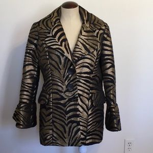 Vintage Frankly My Dear Black/Gold Tiger Print Jacket Size Medium